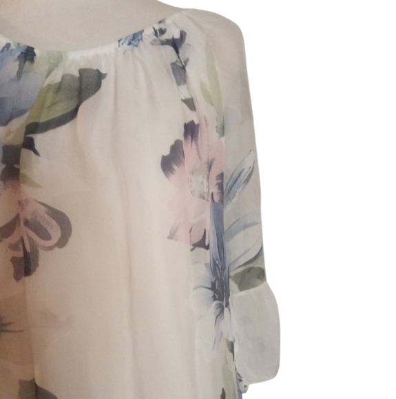 Rosemarie Watercolor Floral Flowy Ruffle Hem Dress Made In Italy Size Medium - Picture 5 of 10